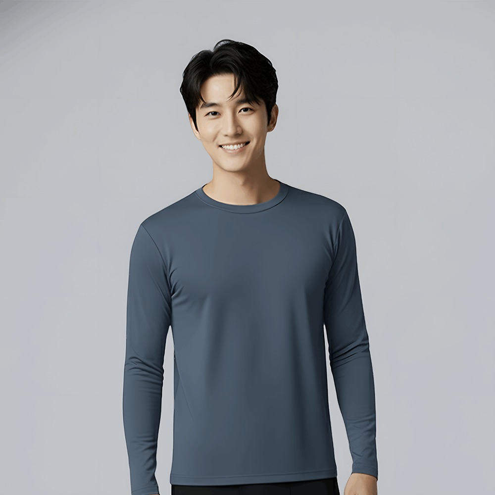 第5代溫灸刷毛圓領發熱衣(晨霧藍 男S-3XL)