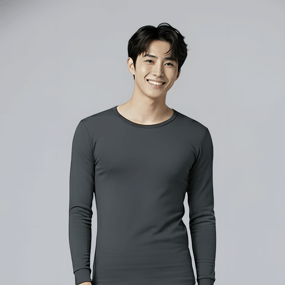 第5代溫灸刷毛圓領發熱衣(玄岩灰 男S-3XL)