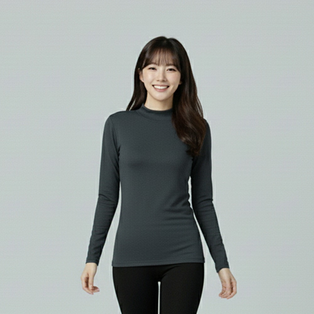 第5代溫灸刷毛立領發熱衣(玄岩灰 女S-2XL)