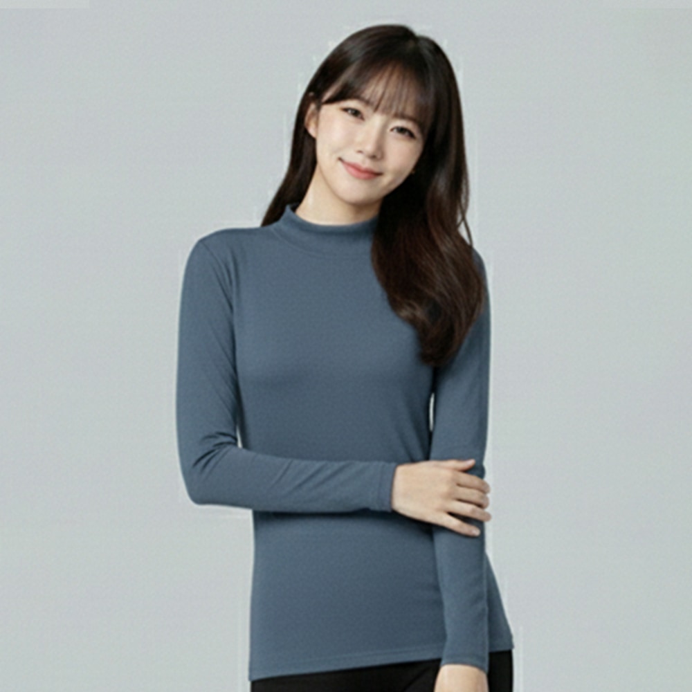 第5代溫灸刷毛立領發熱衣(晨霧藍 女S-2XL)