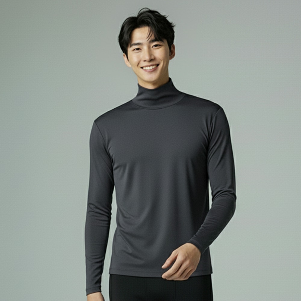 第五代溫灸刷毛立領發熱衣(玄岩灰 男S-3XL)