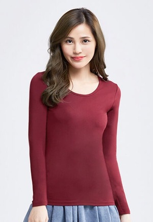 MIT溫灸刷毛圓領發熱衣(醇酒紅 女S-2XL)