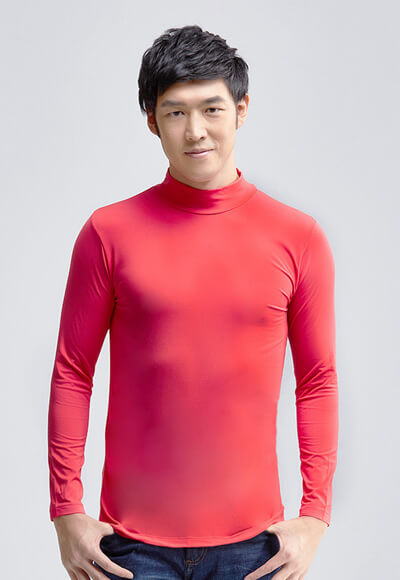 MIT溫灸刷毛立領發熱衣(朝陽紅 男S-3XL)