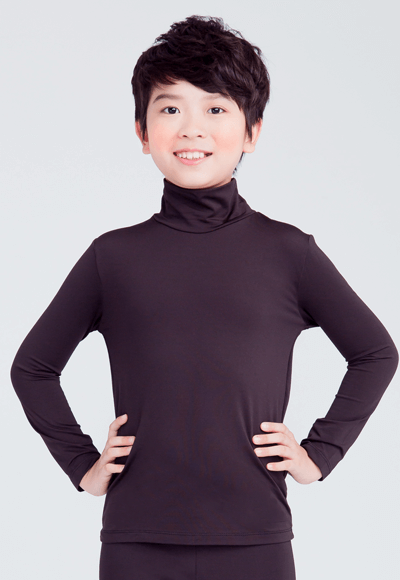 MIT溫灸刷毛高領發熱衣(經典黑 童70-150)