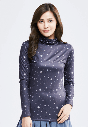 MIT 雪花溫灸刷毛高領發熱衣(灰白色 女S-XL)