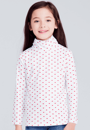 MIT 愛心溫灸刷毛高領發熱衣(白紅 童80-150)