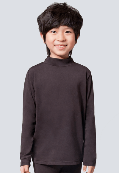MIT溫灸刷毛立領發熱衣(經典黑 童70-150)
