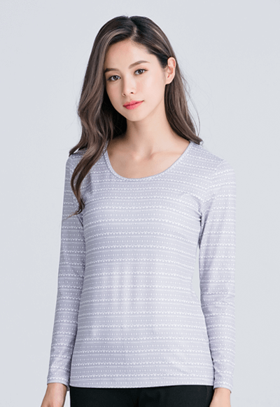 【為愛加衣】北歐米奇溫灸刷毛圓領發熱衣(灰白色 女S-2XL) 【為愛加衣】北歐米奇溫灸刷毛圓領發熱衣(灰白色 女S-2XL)