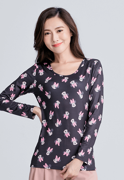 【為愛加衣】俏皮米妮溫灸刷毛圓領發熱衣(經典黑 女S-2XL) 【為愛加衣】俏皮米妮溫灸刷毛圓領發熱衣(經典黑 女S-2XL)