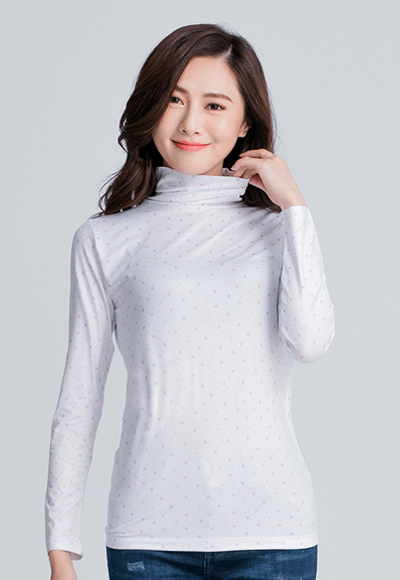【為愛加衣】米妮碎花溫灸刷毛高領發熱衣(純淨白 女S-2XL) 【為愛加衣】米妮碎花溫灸刷毛高領發熱衣(純淨白 女S-2XL)