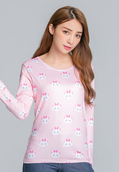 可愛TsumTsum溫灸刷毛圓領發熱衣(瑪麗貓粉 女S-2XL) 可愛TsumTsum溫灸刷毛圓領發熱衣(瑪麗貓粉 女S-2XL)