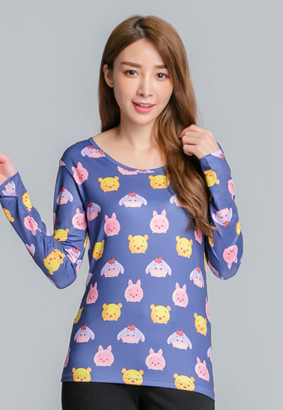 家族TsumTsum溫灸刷毛圓領發熱衣(維尼藍 女S-2XL) 家族TsumTsum溫灸刷毛圓領發熱衣(維尼藍 女S-2XL)