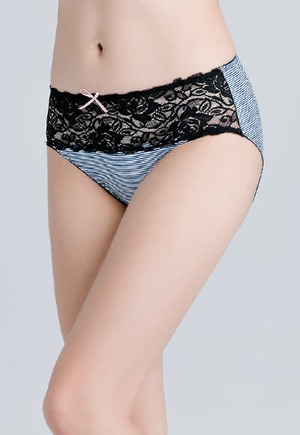 橫條遠紅外線抑菌花苞中腰內褲(蔚晴藍 女M-2XL)