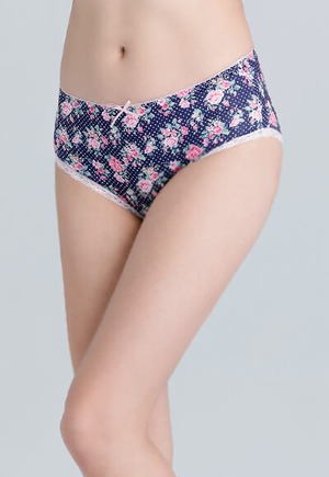 水玉玫瑰遠紅外線抑菌經典中腰內褲(湛海藍 女M-2XL)