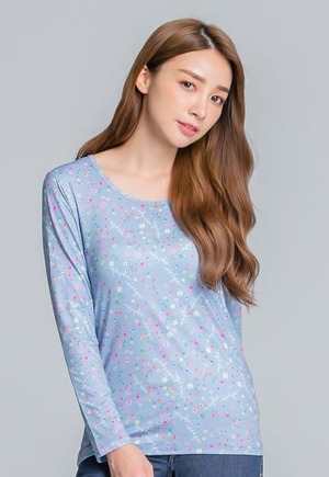 花草爭艷溫灸刷毛圓領發熱衣(銀河灰 女S-2XL)