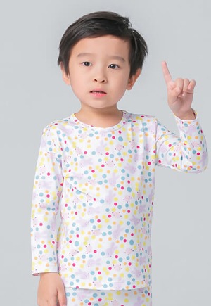 可愛兔子溫灸刷毛圓領發熱衣(純淨白 童70-90)
