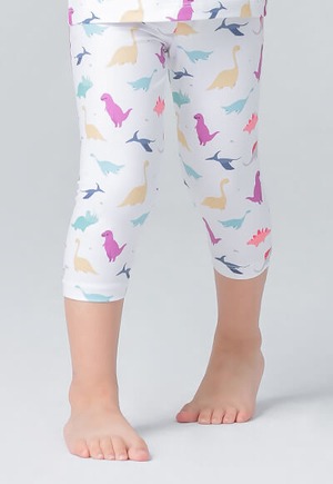 恐龍童趣溫灸刷毛九分發熱褲(純淨白 童70-90)