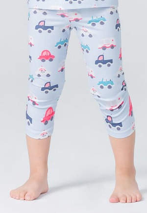 救難小車溫灸刷毛九分發熱褲(水漾藍 童70-90)