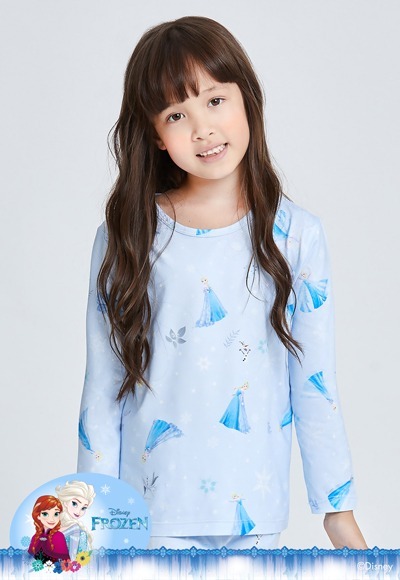 冰霜艾莎溫灸刷毛圓領發熱衣(天空藍 童100-150) 冰霜艾莎溫灸刷毛圓領發熱衣(天空藍 童100-150)