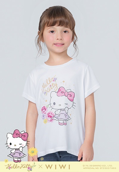 玫瑰Hello Kitty防曬排汗短版涼感衣(純淨白 童100-150)