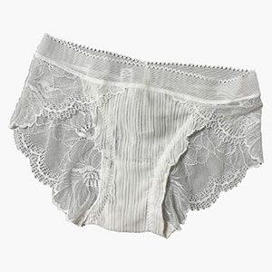 法式抽皺蕾絲內褲(女 白色F)
