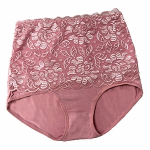 高腰蕾絲花內褲(豆沙粉 女L)