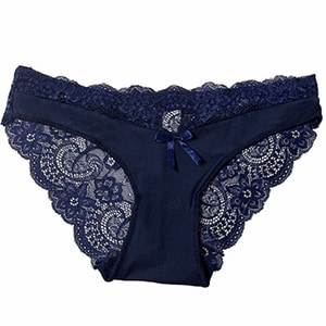 美臀透絲拼接內褲(藍色 女M)