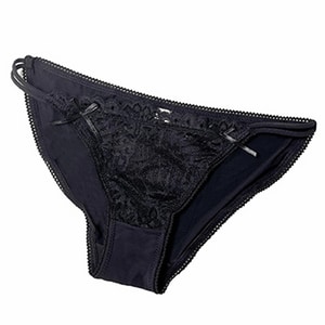 冰絲繫帶蕾絲內褲(黑色 女M)