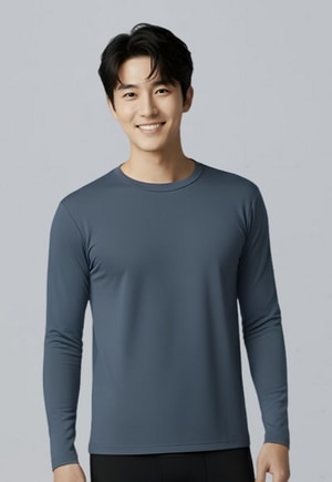 第5代溫灸刷毛圓領發熱衣(晨霧藍 男S-3XL)