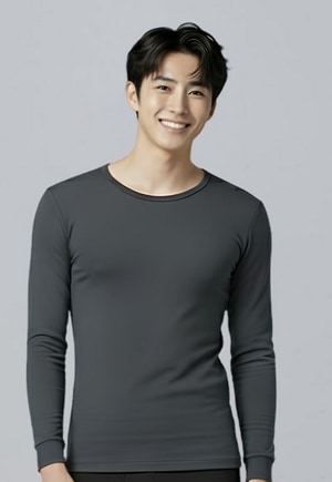 第5代溫灸刷毛圓領發熱衣(玄岩灰 男S-3XL)