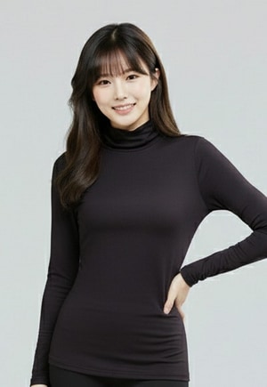 第5代溫灸刷毛高領發熱衣(經典黑 女S-2XL)