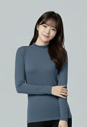 第五代溫灸刷毛立領發熱衣(晨霧藍 女S-2XL)