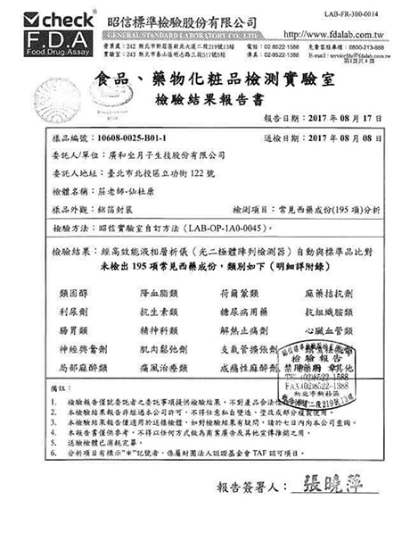 仙杜康195種西藥檢測P1