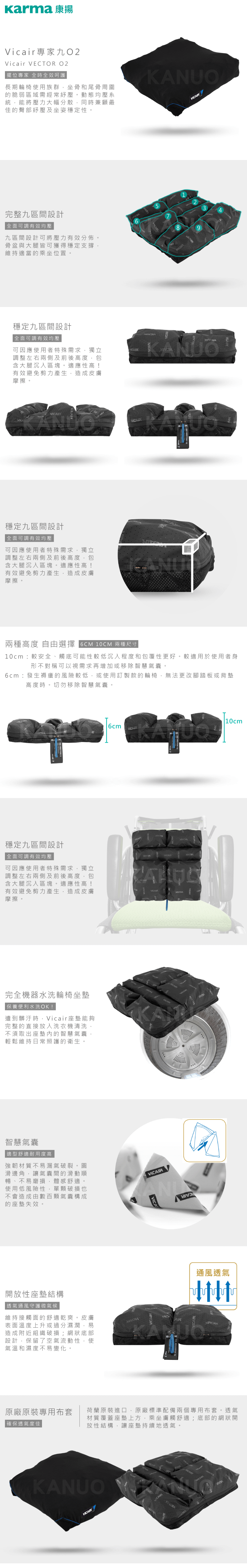 【康揚】氣墊 Vicair 專家九 O2 輪椅座墊 氣墊坐墊 厚度6cm，贈好禮！