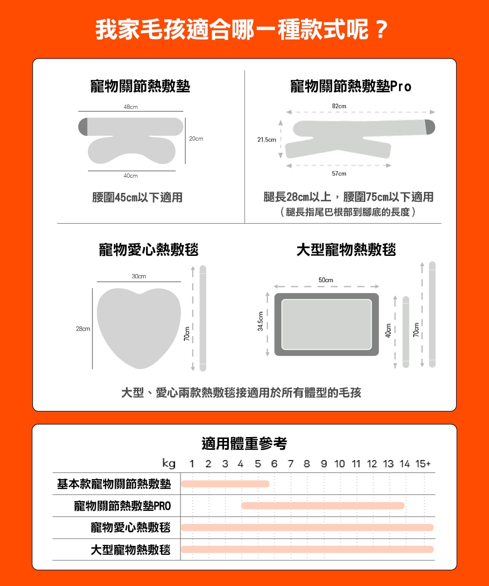 體型、型號比較圖