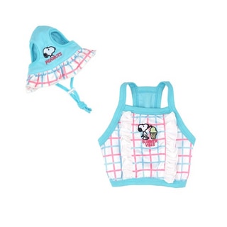 【PEANUTS】史努比格紋防曬短版泳衣 (寵物服飾 寵物衣服)第1張小圖