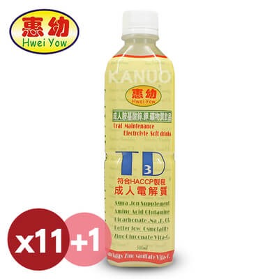【惠幼】成人電解質 成人電TD3飲品 (共12瓶入，500ml/瓶)