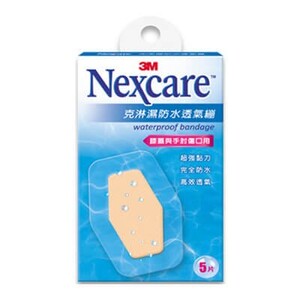OK繃【3M】Nexcare克淋濕防水透氣繃 5片裝(6x8.8公分，膝蓋與手肘專用)