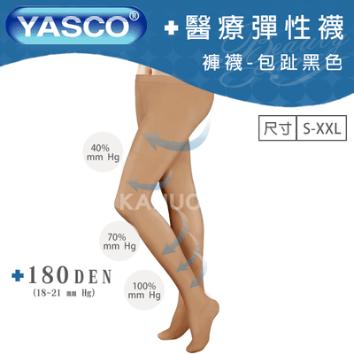 【YASCO】昭惠醫療漸進式彈性襪x1雙 (褲襪-包趾-膚色)