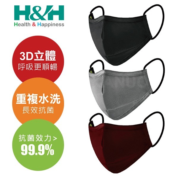 【H&H】奈米鋅口罩 3D立體口罩 (重複水洗 台灣製)