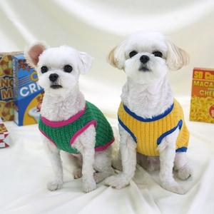 韓國【Coco&Shasha】復古絎縫絨毛狗狗背心