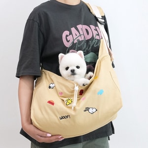 【PEANUTS】史努比刺繡斜挎包 (寵物外出包)