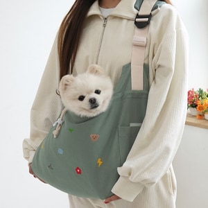 【ParisDog】基本款刺繡斜挎包 (寵物外出包)