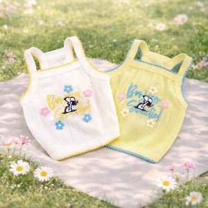 【PEANUTS】史努比法式小花削肩背心 (寵物服飾)