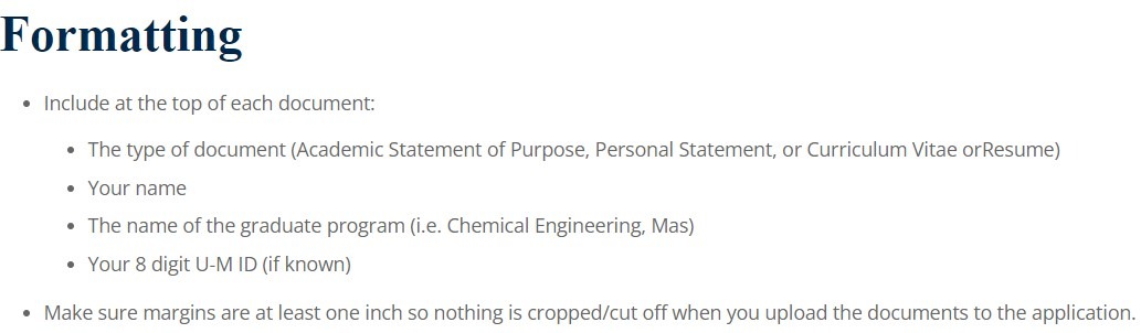 UMich CV Format