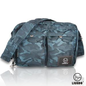LIUKOO戰地叢林迷彩系列 - 雙口袋質感防潑水小容量側背包 -【沉穩藍】