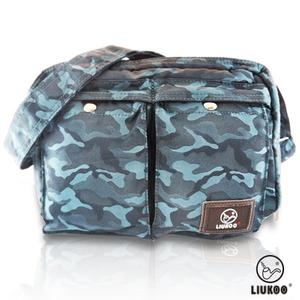 LIUKOO戰地叢林彩系列 - 雙口袋質感防潑水中容量側背包 -【沉穩藍】
