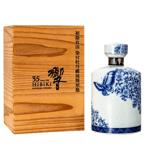 響35年有田燒 染付牡丹蝶圖筒形瓶 日本威士忌Hibiki 35 Year Old Arita Ceramic Collection Japanese Whisky