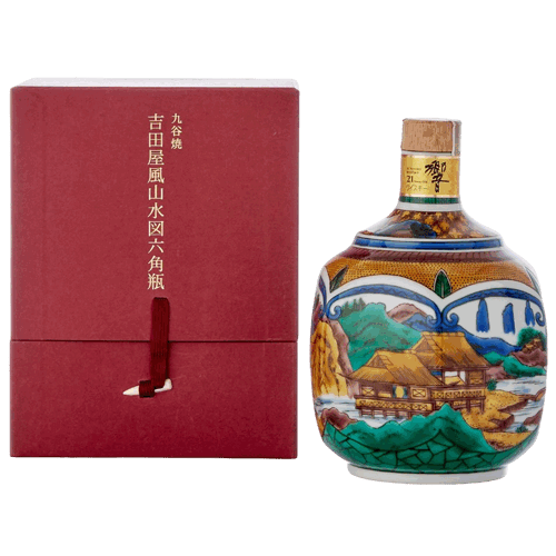響21年 九穀燒 吉田屋風山水圖六角瓶 日本威士忌Hibiki 21 Year Old Ceramic Kutani Decanter Japanese Whisky