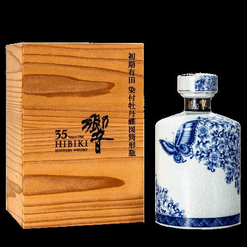 響35年有田燒 染付牡丹蝶圖筒形瓶 日本威士忌 Hibiki 35 Japanese Whisky